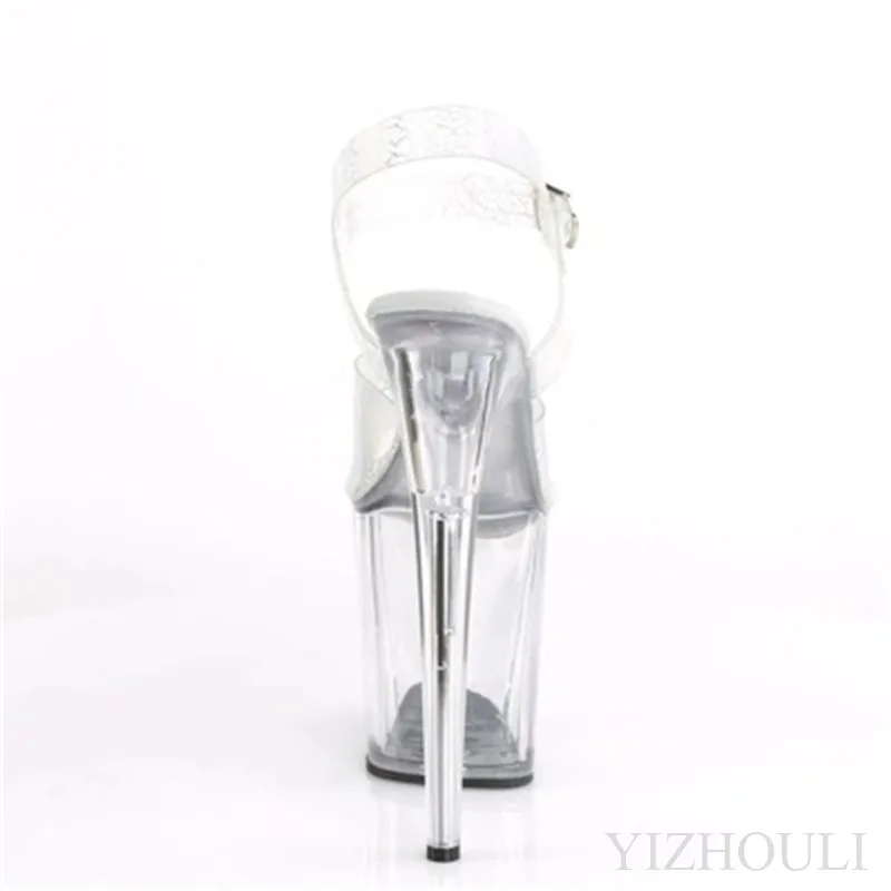 Banquet 20 cm sexy through crystal waterproof platform, nightclub transparent design vamp/pole dancing model sandals