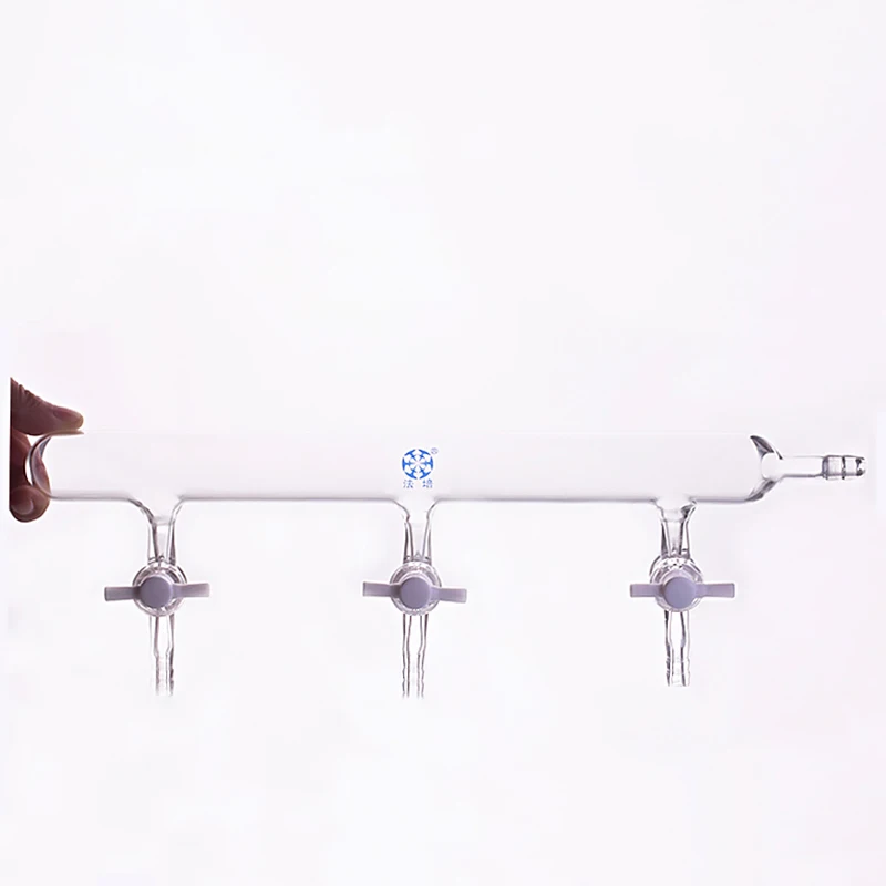 Single row tube vacuum gas distributor,PTFE valve 3 switches/4 switches/5 switches/6 switches,Left closed,Right small nozzle