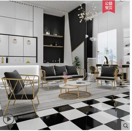 Nordic tie yi sofa tea table combination web celebrity sofa tea table contracted nail salon beauty salon negotiation table and c