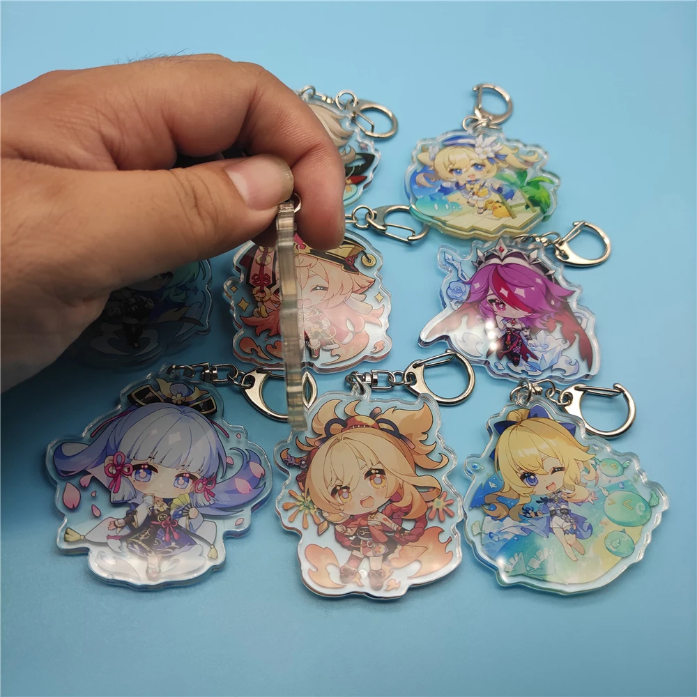 Anime Impact Kaedehara Kazuha Barbara Gunnhildr Key Chains Two-sided Keychain Cosplay Acrylic Pendant Keyring