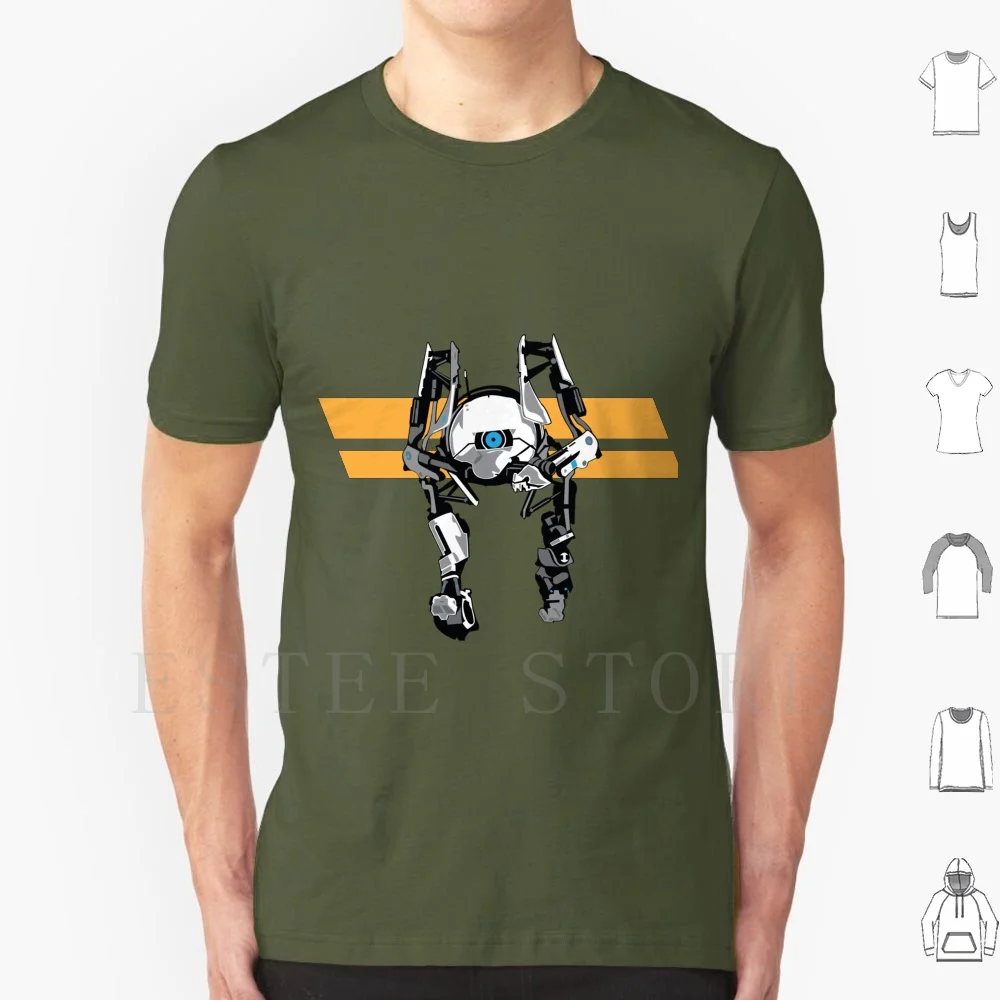 Portal 2-Short Robot T Shirt DIY Big Size 100% Cotton Robot Portal Portals Video Game Futuristic Games