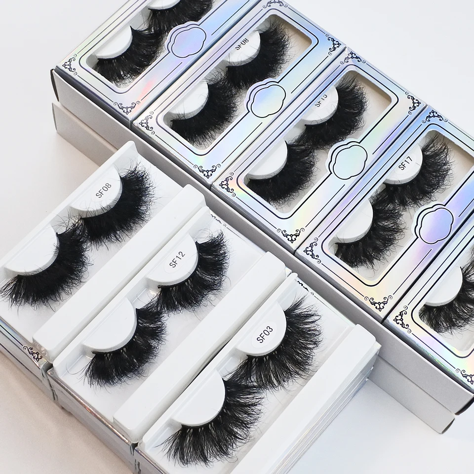 10/30/50 Pairs 25mm Mink Lashes Wholesale Fluffy Messy Long Mink Eyelashes Makeup