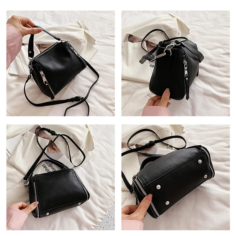 Women Handbag 100% Genuine Leather Shoulder bag Luxury Brand Small Bucket Bag High Quality Soft Cowhide Female Messenger Bag Sac