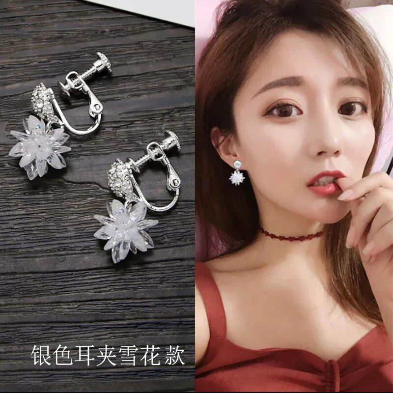 New Jewelry luxury Pearl  zirconia female popular original brand of high-end clip on earrings women retro flower earrings