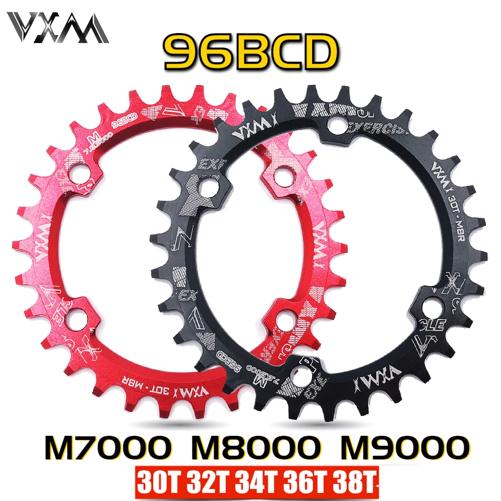 Vxm-anel redondo de alumínio oval, 30t, 32t, 34t, 36t, 38t, 96bcd, para mtb, m7000, m8000, m9000, peças de bicicleta