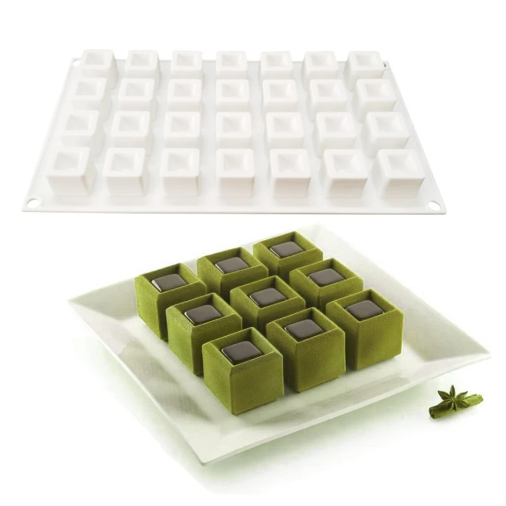 28 Cavity Little Cube Concave Silicone Mold Chocolate Cube Mold Sandwich Mousse Silicone Mold Cake Decoration Tools