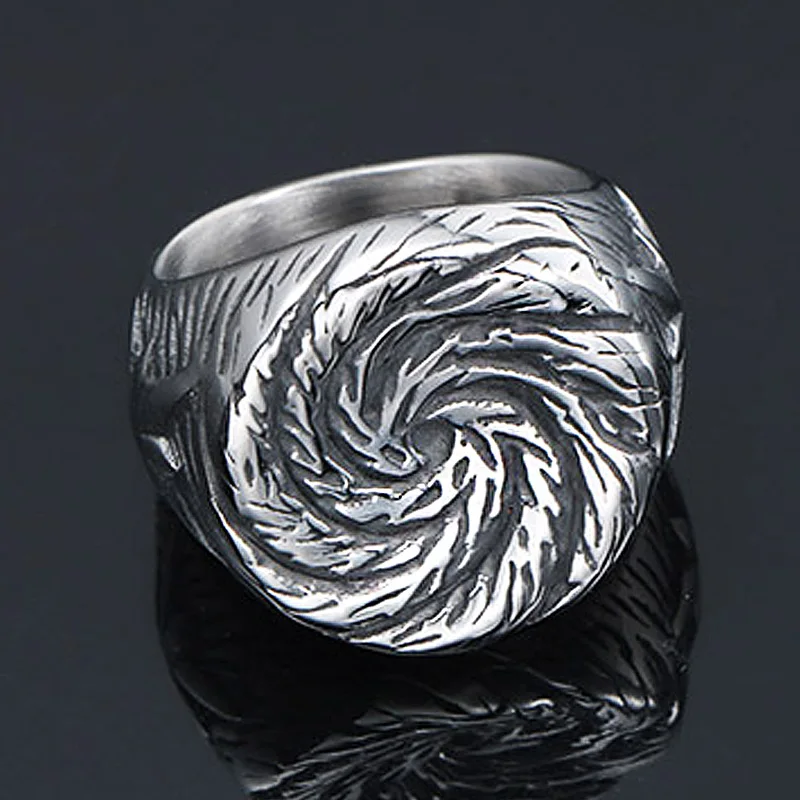 Unique Spiral Pattern Ring for Men And Women Simple Stainless Steel Punk Biker Ring New fashion Unisex Ring Best Gift for Party