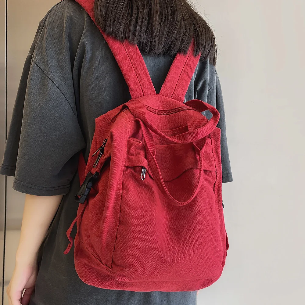 Zaino da College zaino da donna Harajuku carino borsa di tela retrò Laptop femminile moda ragazza tessuto studente zaino borse da viaggio per donna