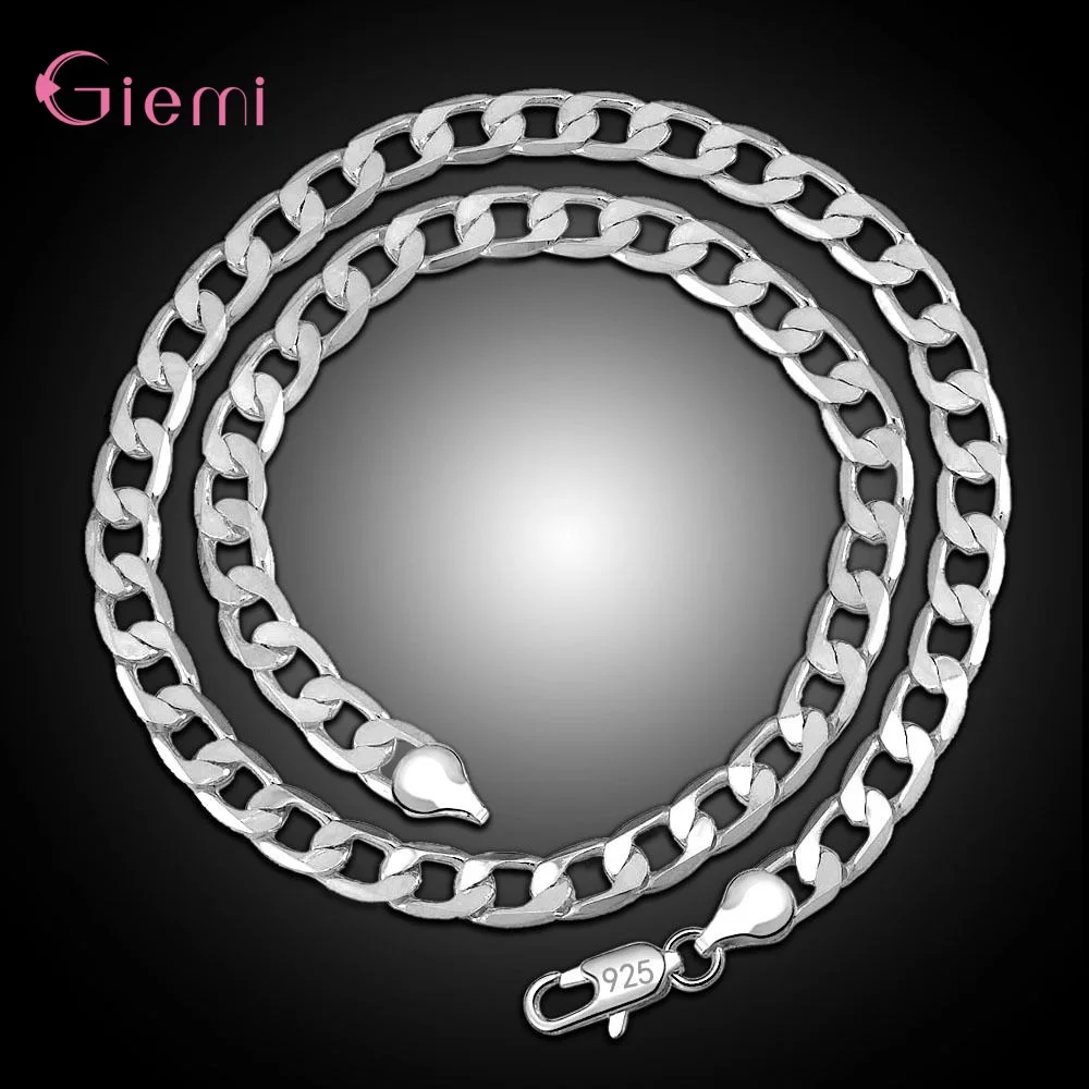 

Silver Gold Filled Solid Necklace Curb Chains Link Men Choker 925 Sterling Silver Male Female Fashion Jewelry 4 6 8 MM