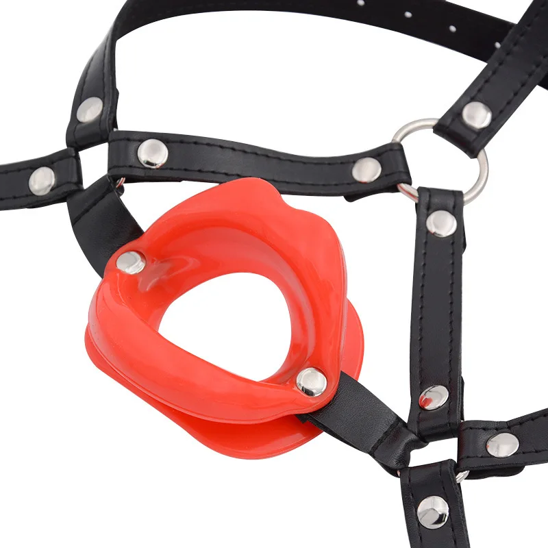 Couples Fun Blowjob Mouth Plug Leather Lips O-ring Open Mouth Gag Alternative Bondage Sex toys Slave for Couples Sexy Product