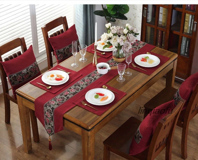 

New Chinese Zen cotton and linen table runner, modern minimalist table runner long decorative cloth