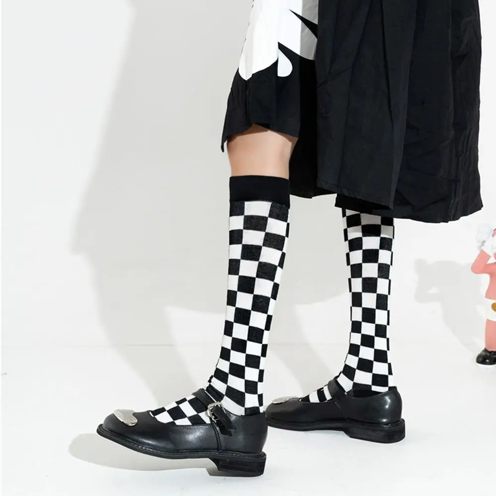 Daily Comfortable Checkerboard Women Hosiery Korean Style Versatile Socks Plaid Cool Harajuku Stocking Breathable Simple Sock