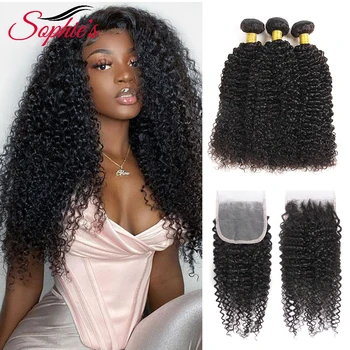 Sophie's Kinky Curly Bundles With Closure 8-26 