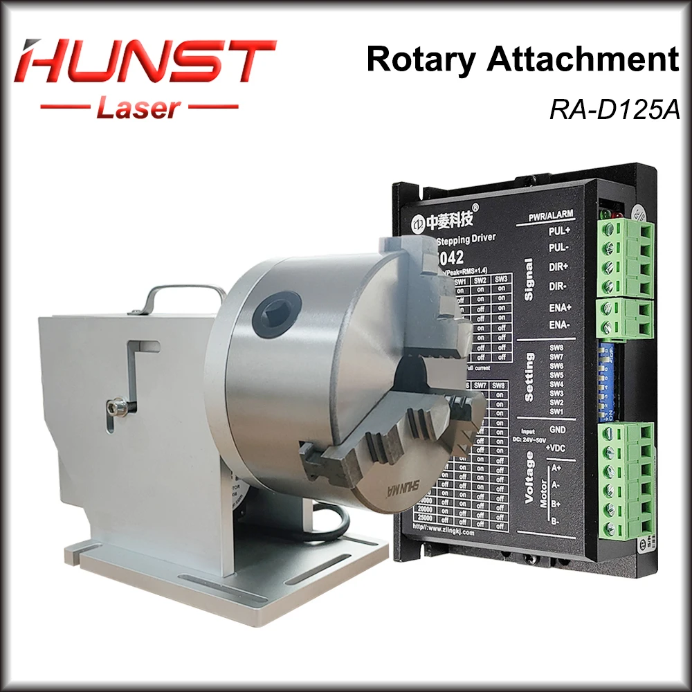 

Hunst роторный рабочий стол, патрон диаметром 125 мм, поворотное крепление с драйвером DM5042 для CO2 UV волоконно-лазерной маркировочной машины
