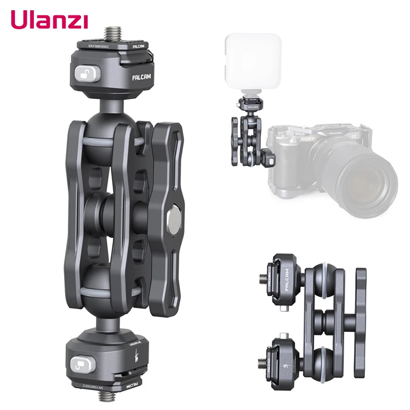 

VIJIM Ulanzi Falcam F22 Dual Head Quick Release Magic Arm 360° Universal Adjustable Camera Clamp Super Clamp DSLR Accessories