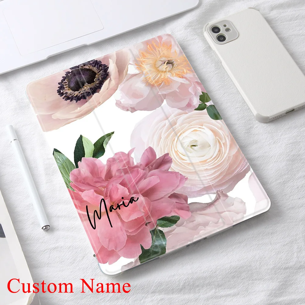 

Custom Name Flower Case for iPad 10.9 inch Air 4 2020 Smart Cover for 9.7 5/6th 10.2 7th Generation Mini 4 5 6 12.9 iPad Pro 11