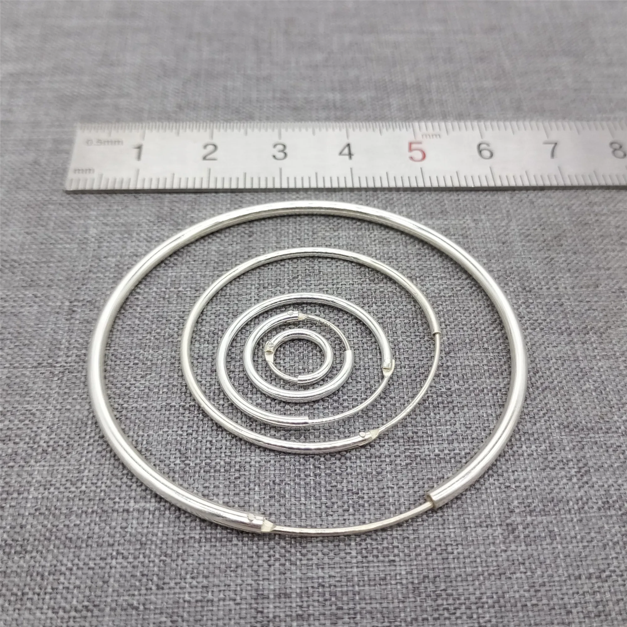 925 Sterling Silver Endless Hoop Earrings Ear Wire Hoops 8mm 10mm 13mm 20mm 30mm 50mm
