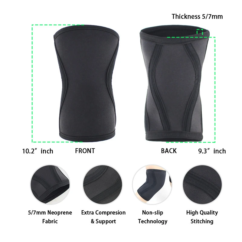 Fitness Gym Training Squats Knee Sleeves Protector Knee Support Sports 7mm Compression Neoprene CrossFit Weightlifting Knee Pads