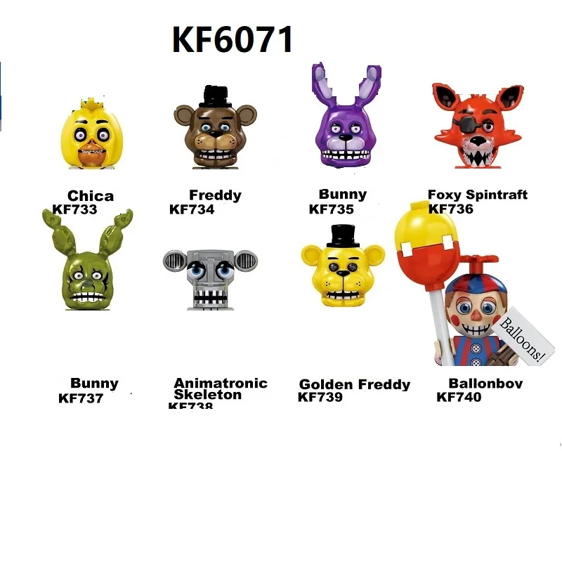 

Kf6121Kf6122WM6097 Five Nigh Atfreddy Toy Midnight Bear Serise Mini Building Blocks Foxy Balloonboy Action Figures Toys for Kid