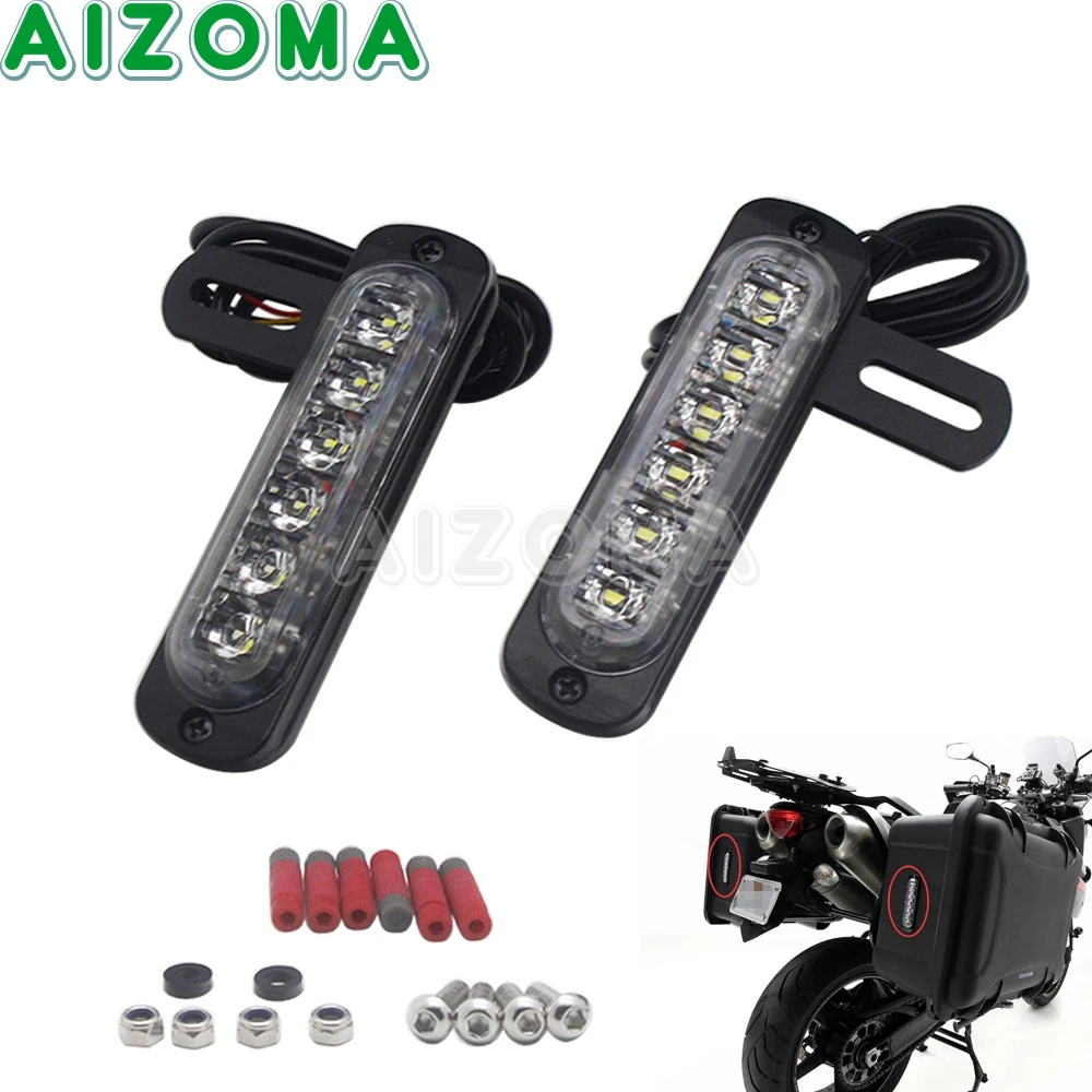 

Universal Motorcycle Dual Twin LED Tail Light Motorbike Rear Lamp License Plate Light with Bracket B6 Auxiliary Brake Light Kit