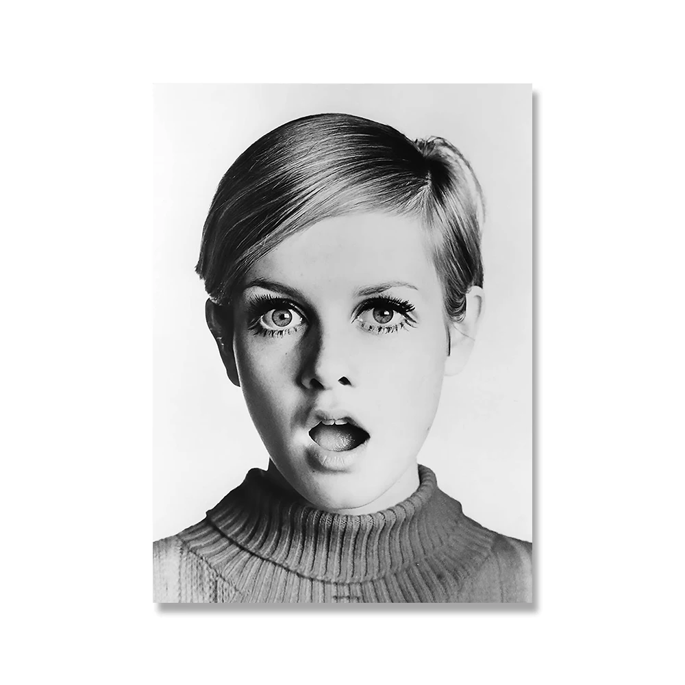 Black White Twiggy Pink Bubble Gum Wall Art Canvas Fashion Glam