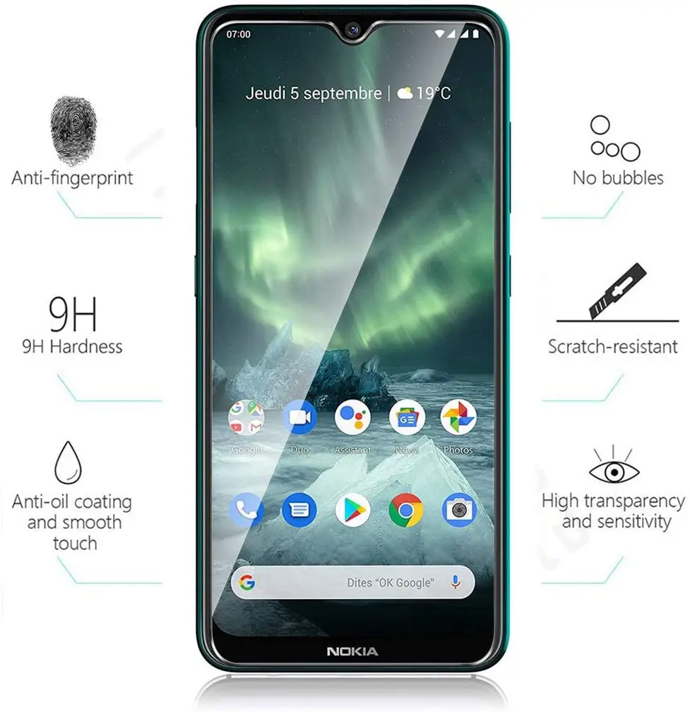 9H HD For Nokia 1 Plus 8 2 V 2v 2.2 2.3 3.2 4.2 5.1 6.1 Plus 6 (2017) Tempered Glass Protective Screen Protector Film Cover