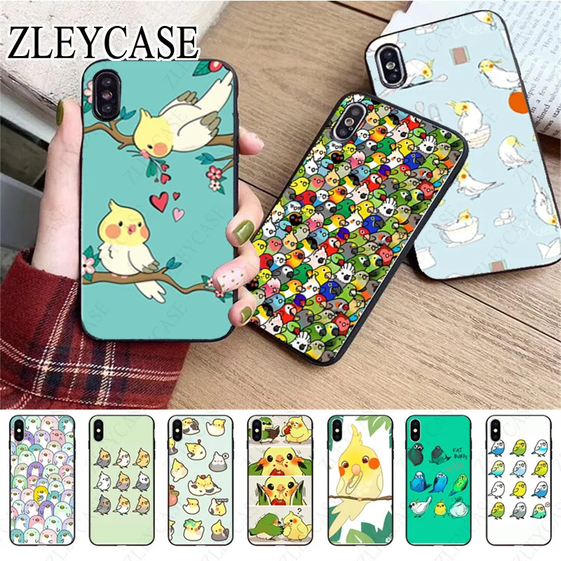 Chubby Cockatiels Parrotlets Hello parrot bird Phone Case For iphone 13pro 14 15pro 12pro 11pro xs max XR 15plus 13mini SE cover