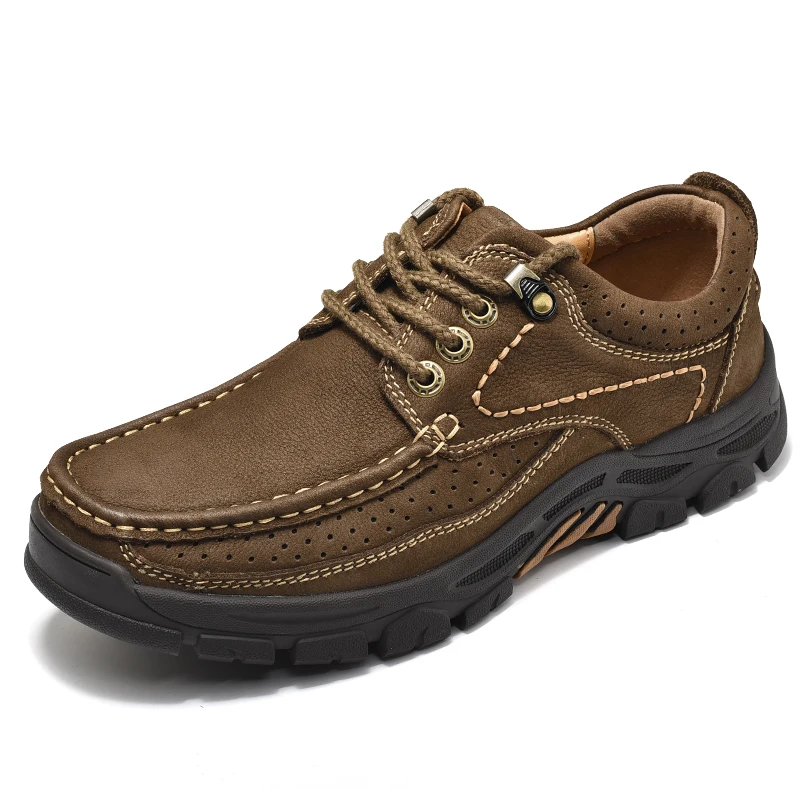

Men Leather Outdoors Sneakers Hiking Shoes Anti Slippery Genuine Leather Shoe Men Casual Shoes