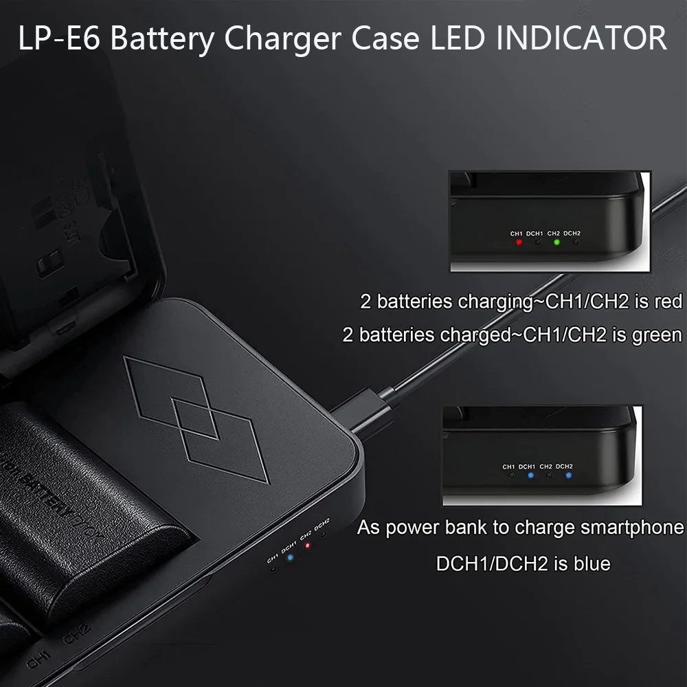 2650mAh LP-E6 LPE6 LP E6 E6N Ładowarka do aparatu Canon EOS 5DS R 5D Mark II 5D Mark III 6D 7D 70D 80D