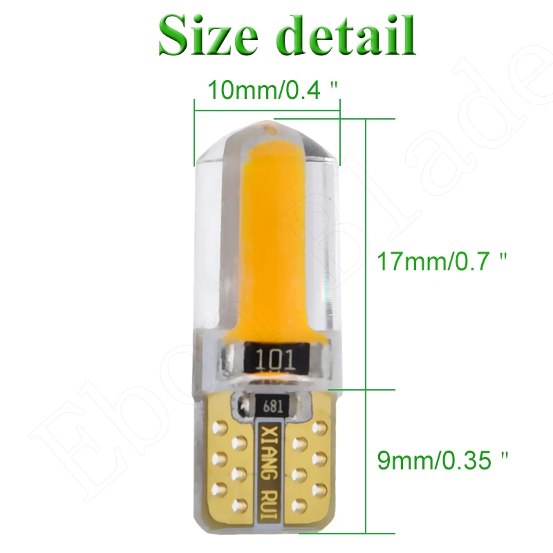 4X Amber Orange T10 W5W Silicone COB LED Car Wedge Marker Indicator Light WY5W 194 2825 Auto Parking Bulb Turn Side Lamp 12V DC