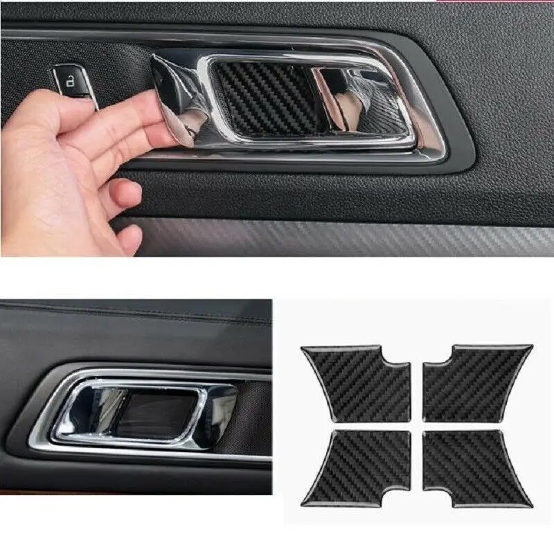 

Real Carbon Fiber Cae Inner Door Wrist Bowl Cover Trim for Ford Explorer 2013-2018