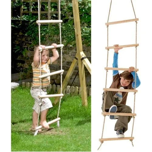 Biblio Roped Wooden Cascading Climbing Ladder