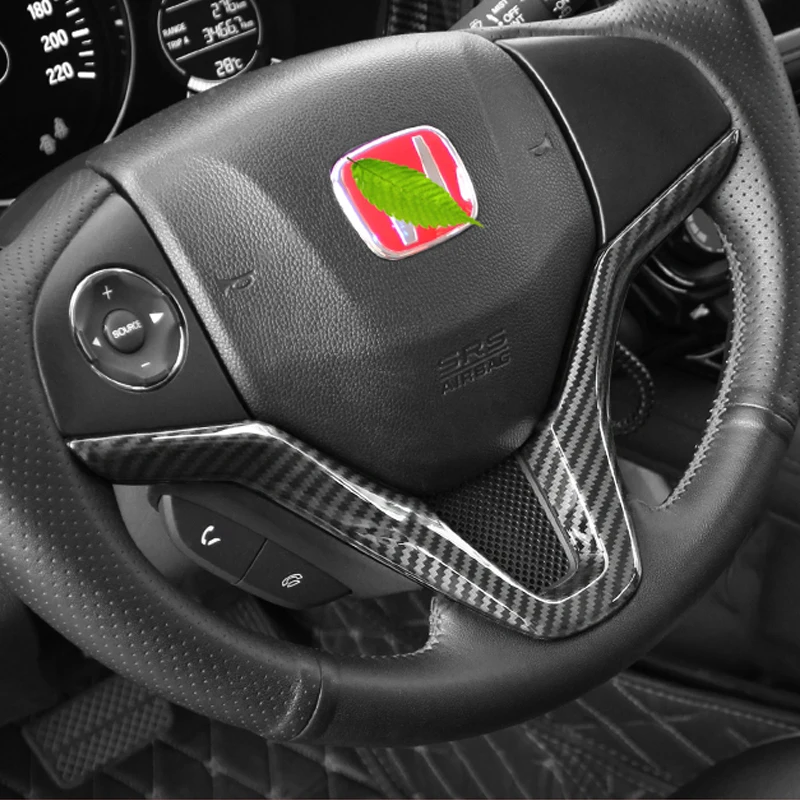 Suitable for Honda JAZZ 2014-2019 CITY 2015-2019 HRV VEZEL carbon fiber pattern steering wheel cover trim, FIT interior 2017