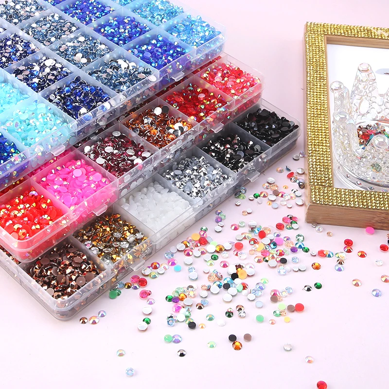 3mm-5mm Jelly AB Resin 18800pcs Non Hot Fix Rhinestones 3D Flatback Glitters Stone Crystals Strass for DIY Decoration Crafts