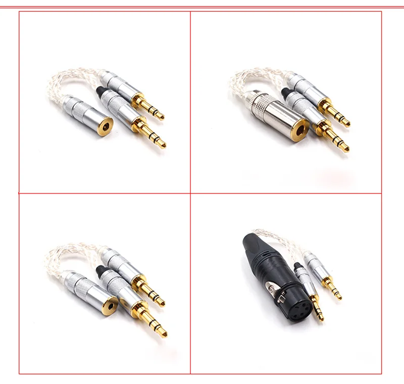 Hifi-Cable hembra balanceado 6N para reproductor de PHA-3 Pono, 12 núcleos, plateado, 2x3,5mm macho a 4,4mm/2,5mm/3,5mm/4 pines XLR, T1121