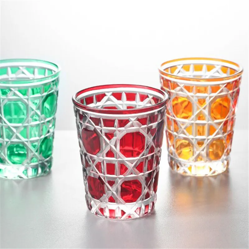 Drinking Glass Party Cup Kitchen Bar Utensils Carved Birthday Present/Gift Nordic Style Round Blue/Green/Red/Pink 320ML