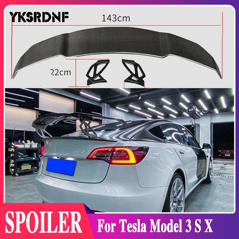 For Tesla Model 3 S X Spoiler 2015-2021 Model S Rear Trunk Wing Spoiler Real Carbon Fiber Material Model Auto Accessories