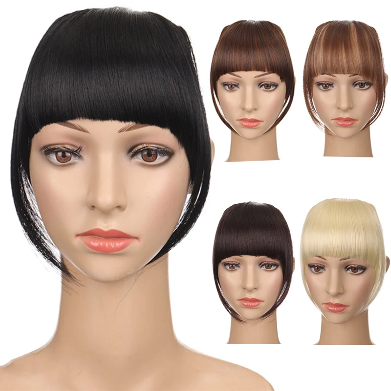 

DIANQI Synthetic Short Bangs Heat Resistant Hairpieces Hair Women Natural Fake Hair Black Bangs Hair Clips For Extensions