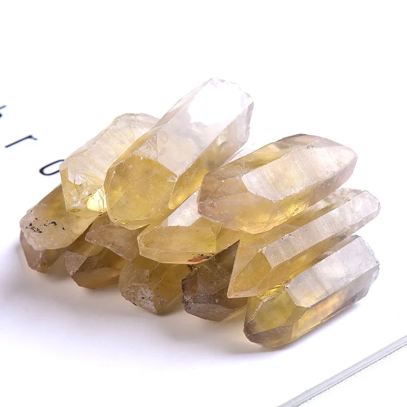 1PC Natural Quartz Healing Stone Yellow Citrine Tower Citrine Rough Crystal Cluster Points Pillar Specimen Healing Reiki Mineral