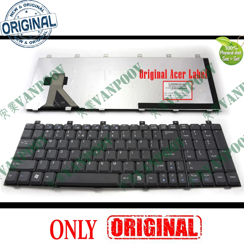 Clavier noir pour ordinateur portable Acer Aspire 1700 1710, version américaine, K022646I1, AEDT3TNR013, KB.A1506.001, KBA1506001, nouveau