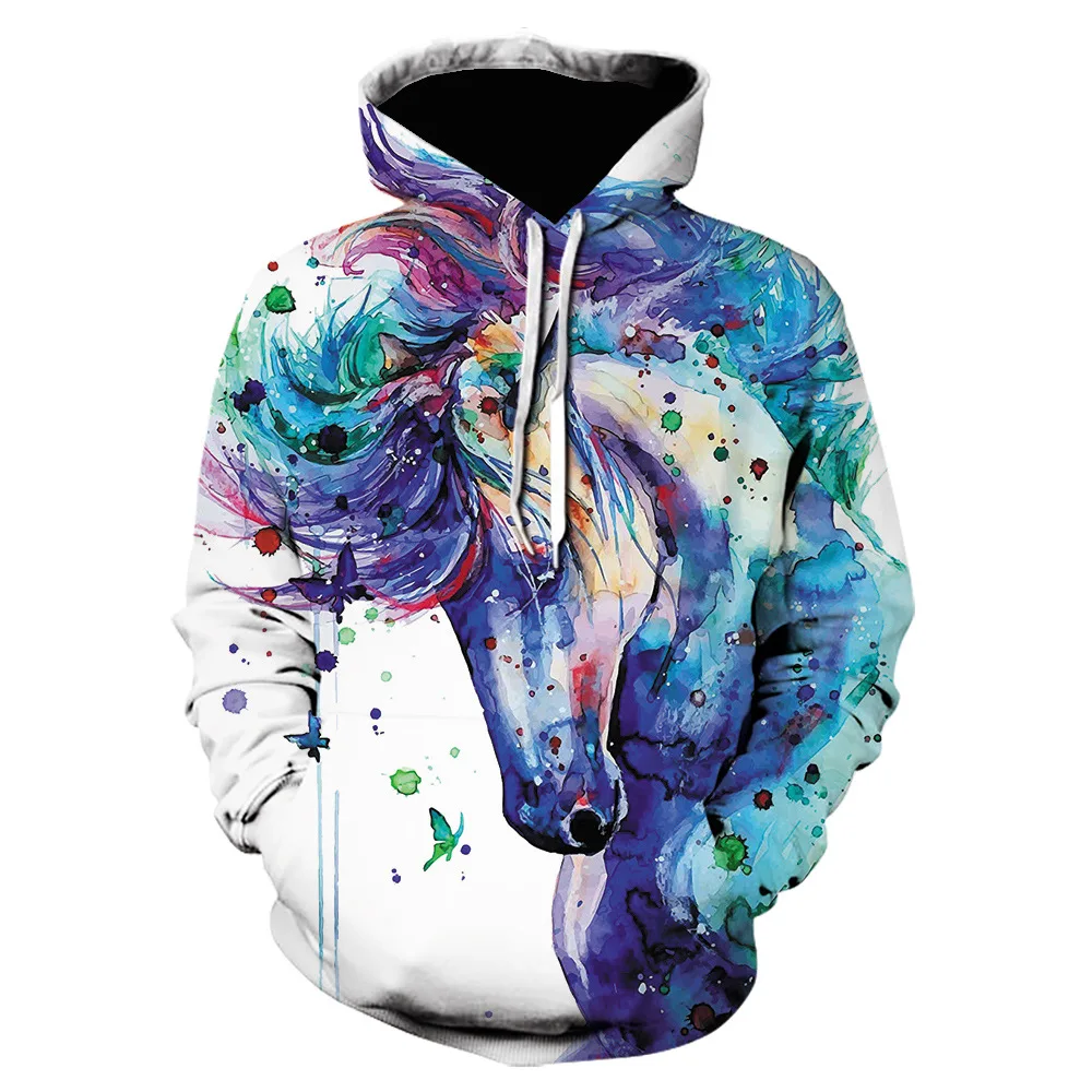 

Beautiful Harajuku Hoodies 3D Printed Horse Oversized Mens Women's Sweatshirt Pullover Long Sleeve Hooded Sweatshirts