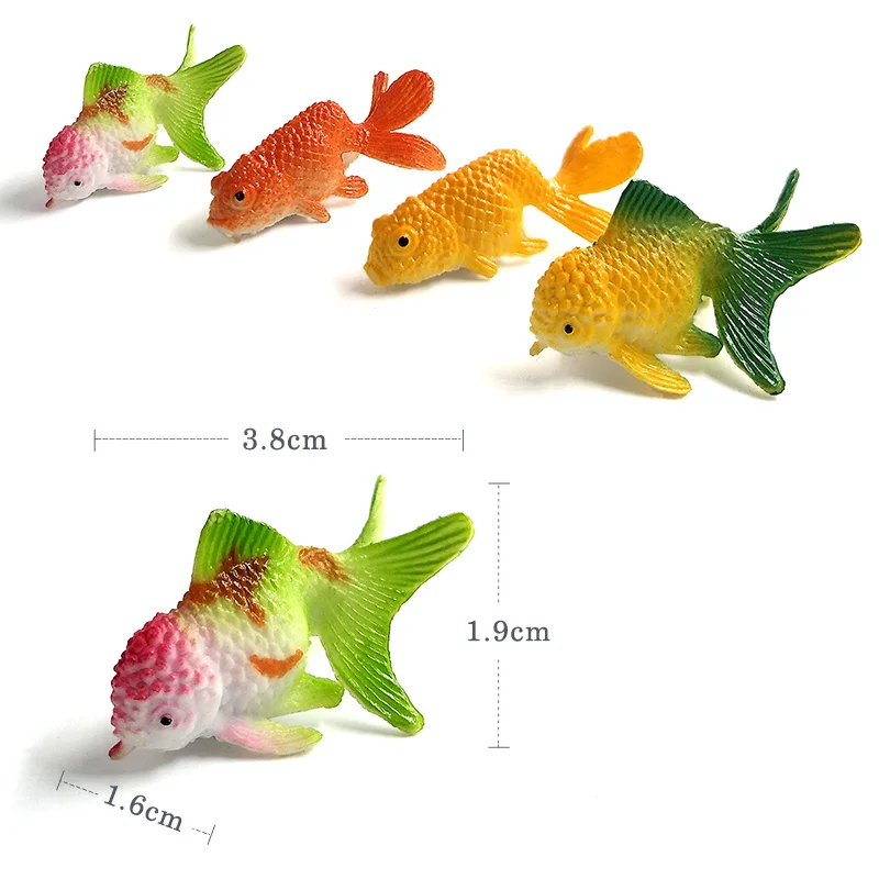 12Pcs Small Kawaii Ocean Fish Goldfish Animal Model Action Figure Diy Birthday Cake Decoration Set Toys Figurine Gift For Kids