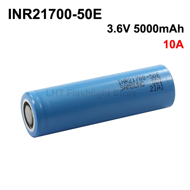 

INR21700-50E 3.6V 10A 5000mAh Rechargeable Li-ion 21700 Battery without PCB