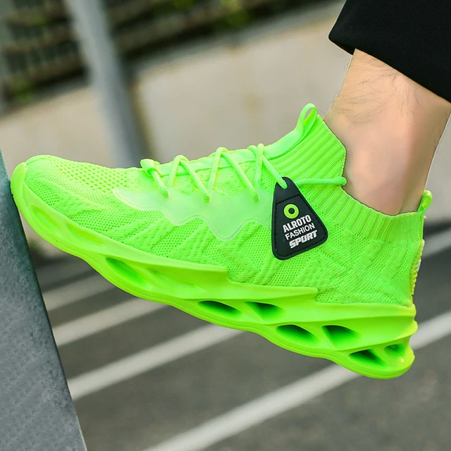 Men sneakers large size light casual shoes green Nice breathable sports socks walking mesh elastic Nice new cool shoes AliExpress