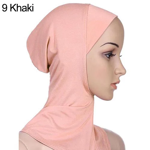 ความงามมุสลิม Hijab อิสลาม Turban สีดำ Ninja Underscarf หมวกทันทีผ้าพันคอฝาครอบด้านในปูหมวก