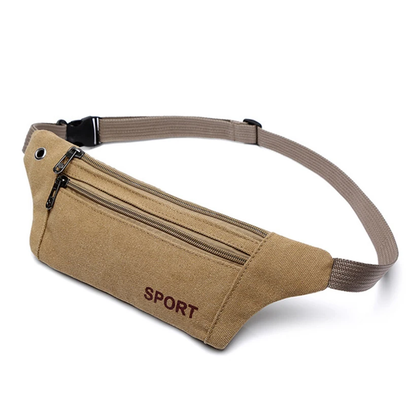 Men Casual Durable Fanny Waist Pack Male Waist Bags Belt Canvas New Hip Bum Bag Pouch Three Zipper Pocket