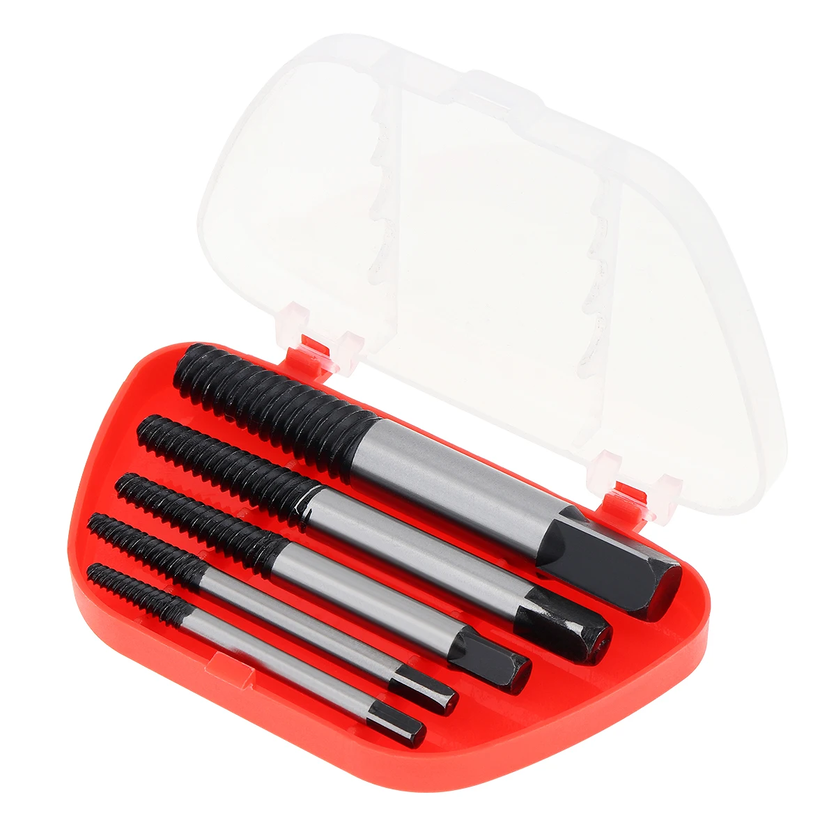 5pcs/lot High Carbon Steel Damaged Screw Extractor Easy Out Set Drill Bits Broken Bolt Stud Remover Tools with Plastic Box