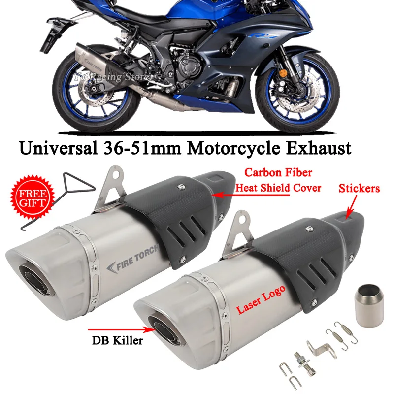 

51mm Universal Motorcycle Exhaust System Escape Moto Modify Muffler Tailpipe DB Killer For Z1000 KTM 390 Adventure Nmax PCX 155