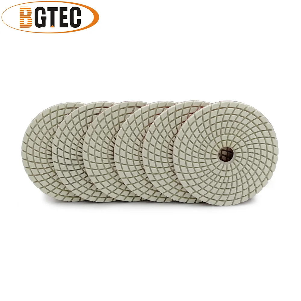 BGTEC 4inch 6pcs #400 Professional diamond flexible polishing pads 100mm grinding disc granite, marble, ceramic