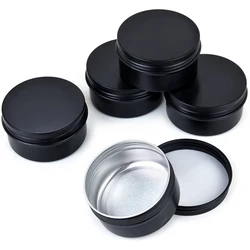 100Pcs 5g 10g 15g 20g 30g 50g Empty Black Aluminum Tins Cans Screw Top Round Candle Spice Tins Cans with Screw Lid Containers